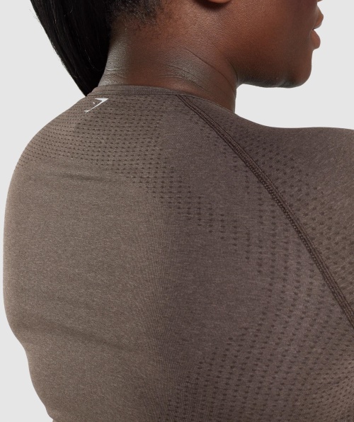 Gymshark Vital Seamless 2.0 Top Manga Longa Marrom Marl
