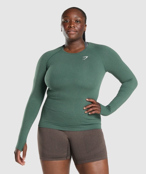 Gymshark Vital Seamless 2.0 Top Manga Longa Verde Escuro