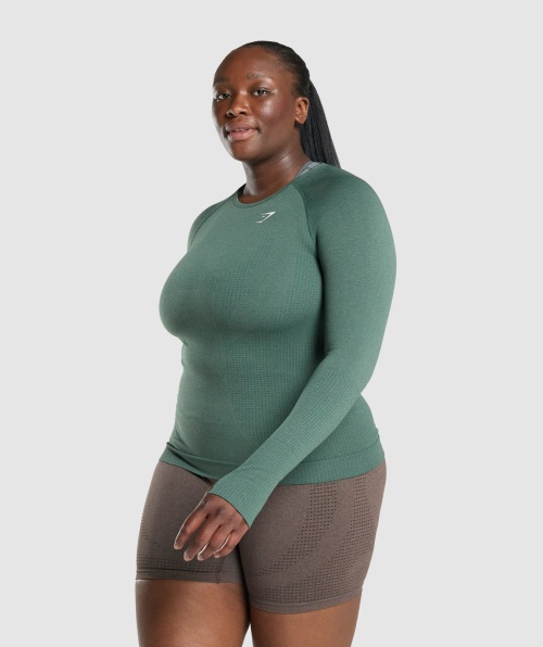 Gymshark Vital Seamless 2.0 Top Manga Longa Verde Escuro