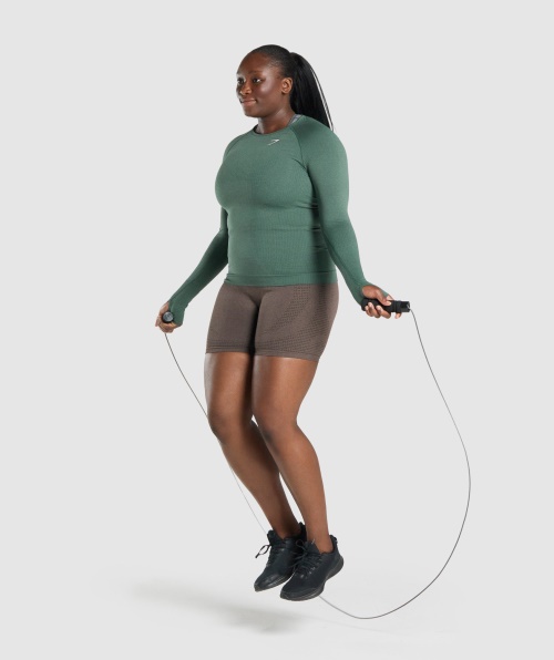 Gymshark Vital Seamless 2.0 Top Manga Longa Verde Escuro