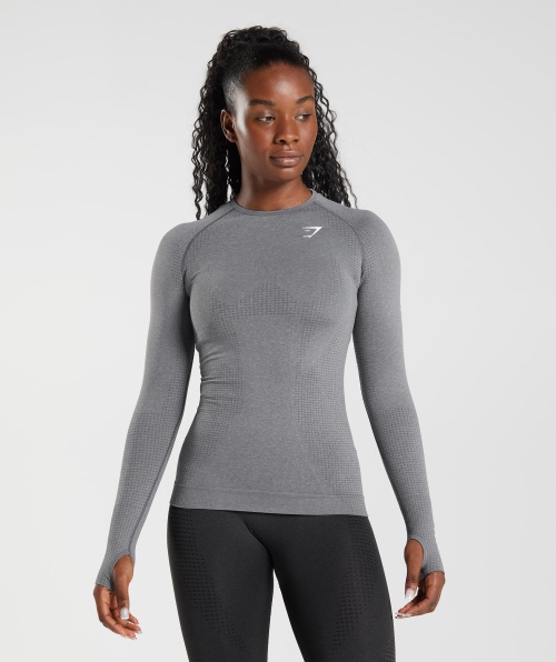 Gymshark Vital Seamless 2.0 Top Manga Longa Esfumado Cinza Marl