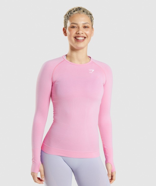 Gymshark Vital Seamless 2.0 Manga Longa Sorbet Rosa Marl