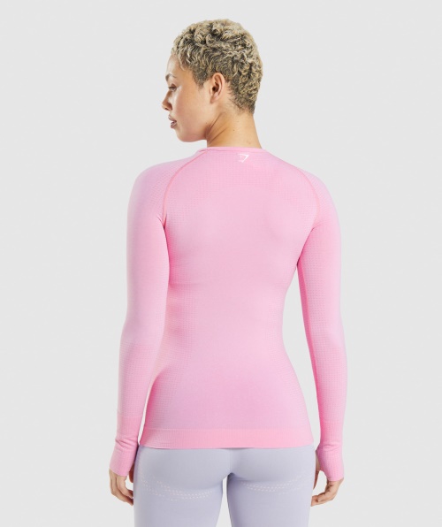 Gymshark Vital Seamless 2.0 Manga Longa Sorbet Rosa Marl