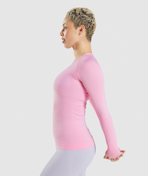 Gymshark Vital Seamless 2.0 Manga Longa Sorbet Rosa Marl