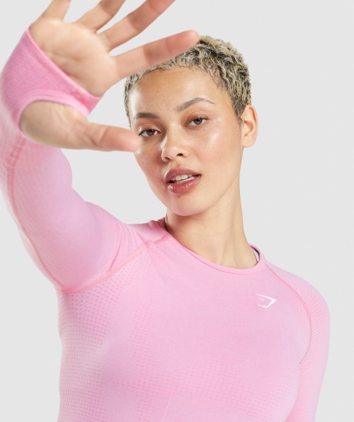 Gymshark Vital Seamless 2.0 Manga Longa Sorbet Rosa Marl