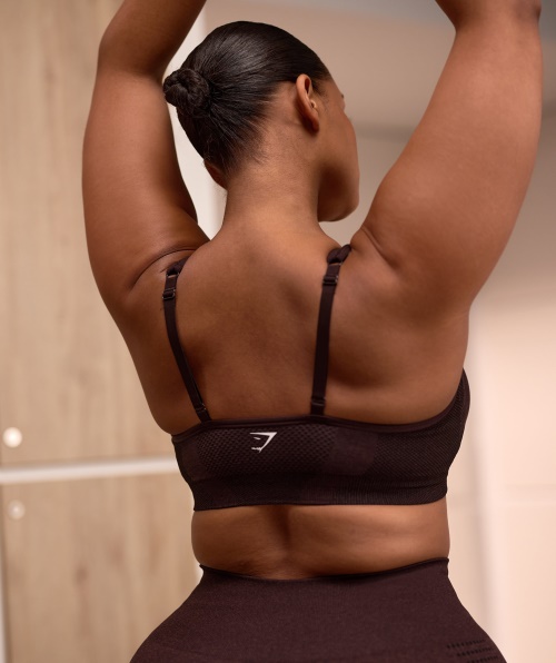 Gymshark Vital Sem Costura 2.0 Sutiã Esportivo Com Decote Em V Cherry Brown Marl