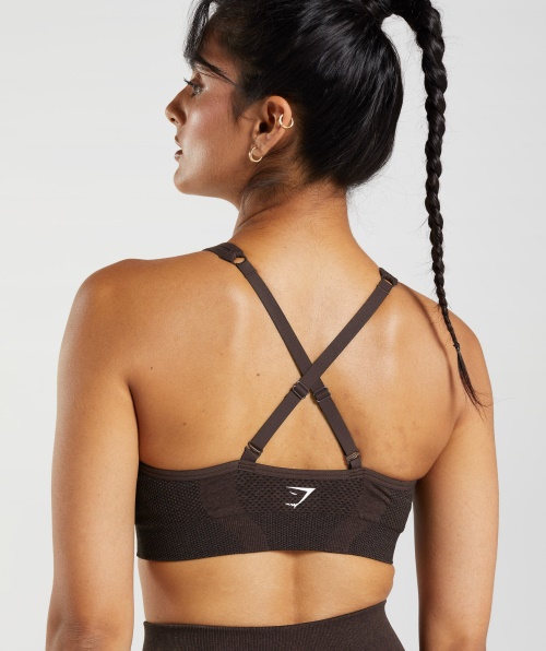 Gymshark Vital Sem Costura 2.0 Sutiã Esportivo Com Decote Em V Cherry Brown Marl