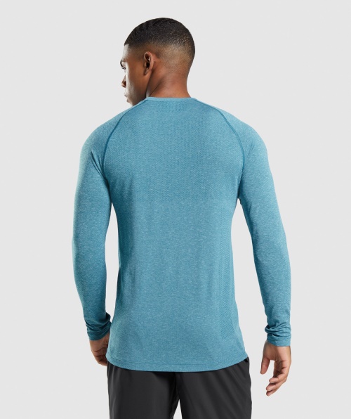 Camiseta Gymshark Vital Leve Sem Costura Manga Longa Tahoe Teal Marl