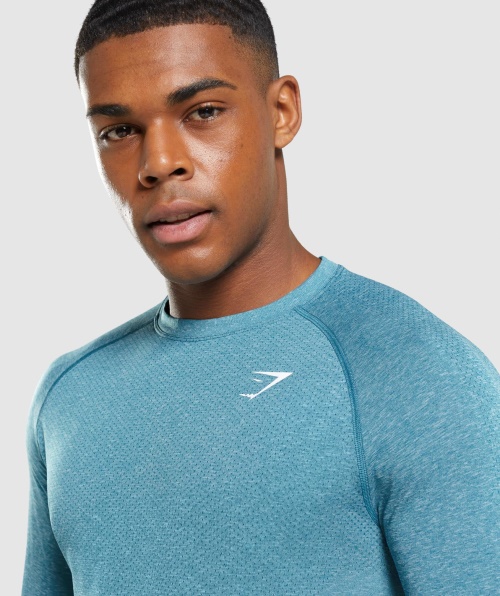 Camiseta Gymshark Vital Leve Sem Costura Manga Longa Tahoe Teal Marl