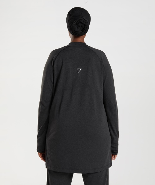 Gymshark Vital Linha Longa Sem Costura Top Black Marl