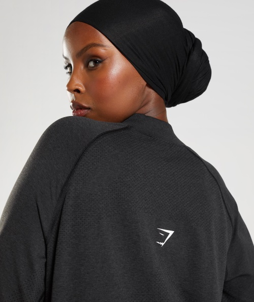 Gymshark Vital Linha Longa Sem Costura Top Black Marl