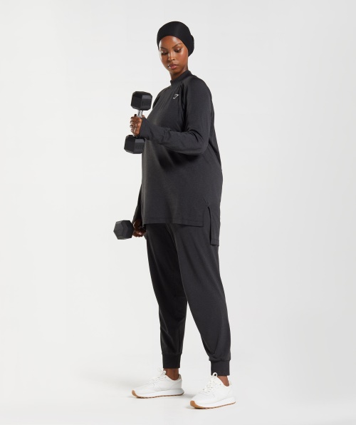 Gymshark Vital Linha Longa Sem Costura Top Black Marl