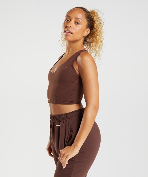 Gymshark Whitney Crop Tank Reacender Brown