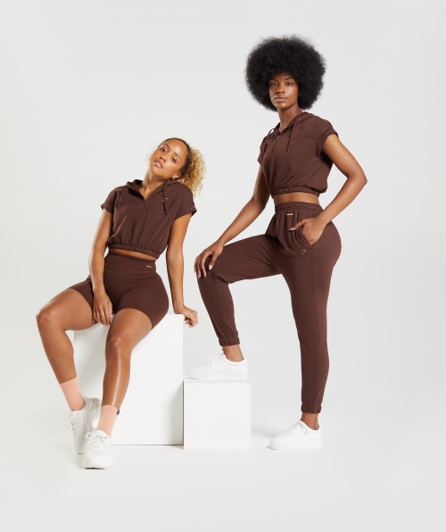 Moletom Com Capuz Sem Mangas Gymshark Whitney Reacender Marrom