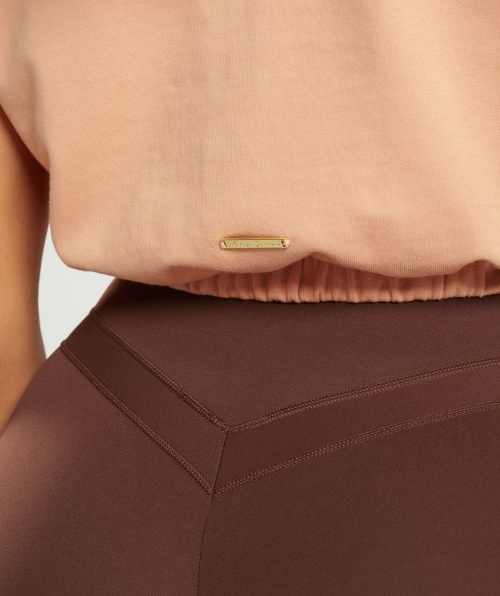 Moletom Com Capuz Sem Mangas Gymshark Whitney Bege Pôr Do Sol