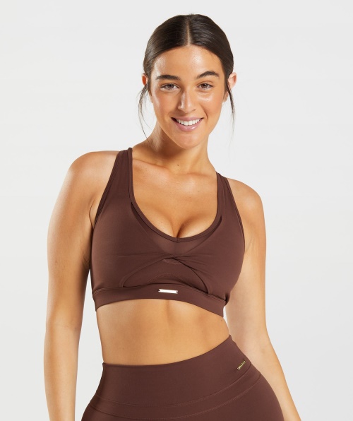 Sutiã Esportivo Gymshark Whitney Mesh Reacender Marrom