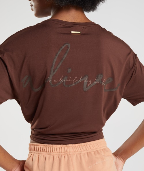 Camiseta Gymshark Whitney Oversized Reacender Marrom