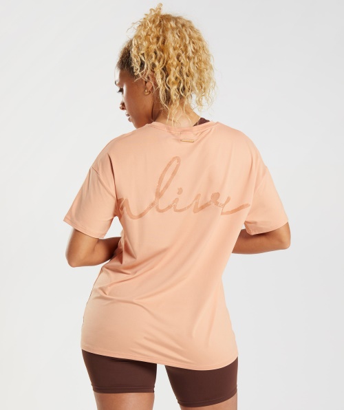 Camiseta Gymshark Whitney Oversized Sunset Bege