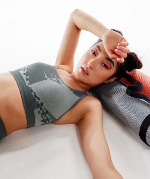 Sutiã Esportivo Gymshark Wtflex Cyborg Sem Costura Cinza-preto-cinza Claro